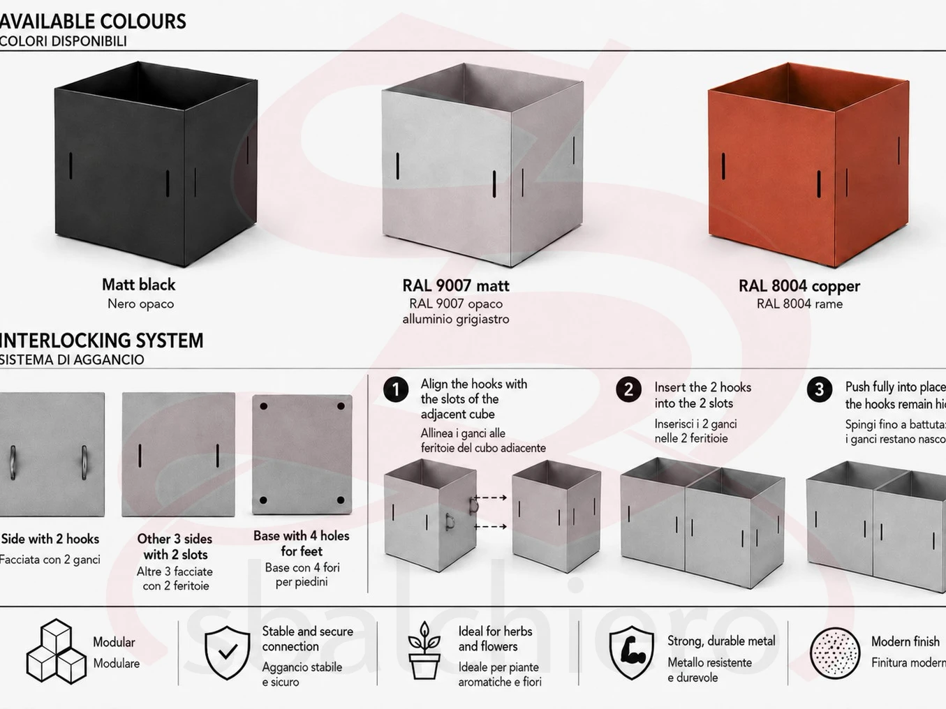 CUBO PORTAVASO MODULARE 9 NERO