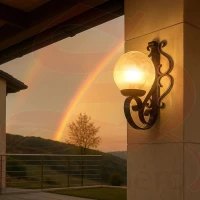 LARGE WROUGHT IRON WALL LAMP