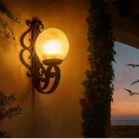 LARGE WROUGHT IRON WALL LAMP