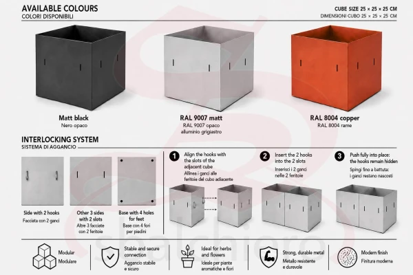 CUBO PORTAVASO MODULARE 25 GRIGIO