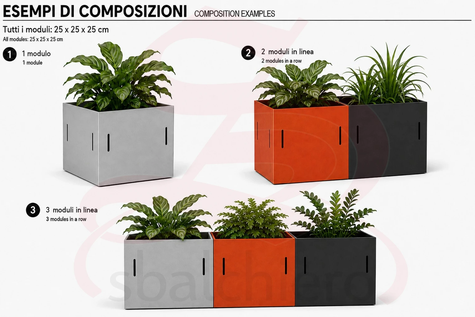 CUBO PORTAVASO MODULARE 25 NERO