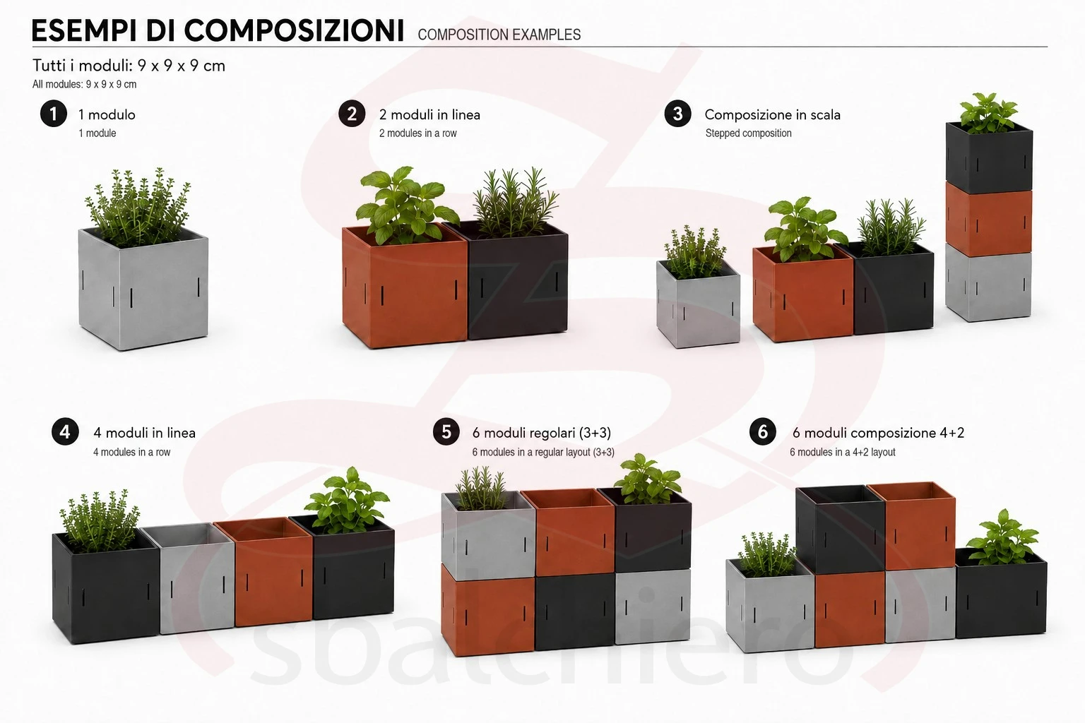 CUBO PORTAVASO MODULARE 9 MARRONE RAME
