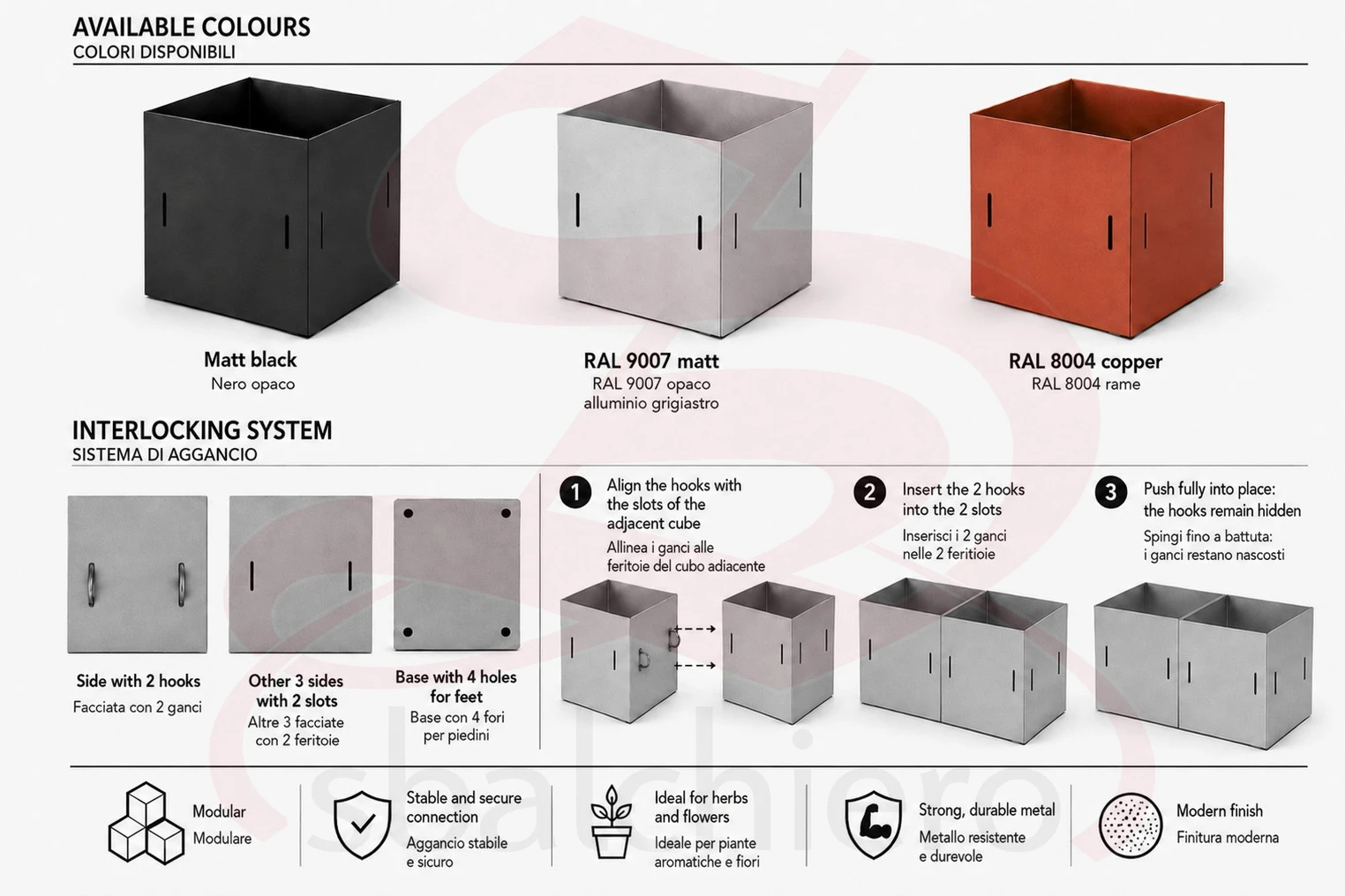 CUBO PORTAVASO MODULARE 9 MARRONE RAME