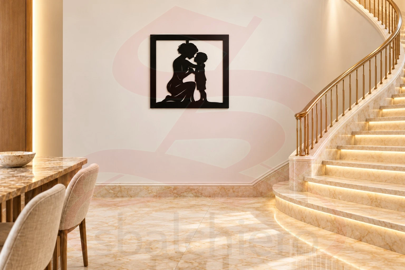 QUADRO MATERNITA' IN METALLO - MAMMA E BAMBINO 40