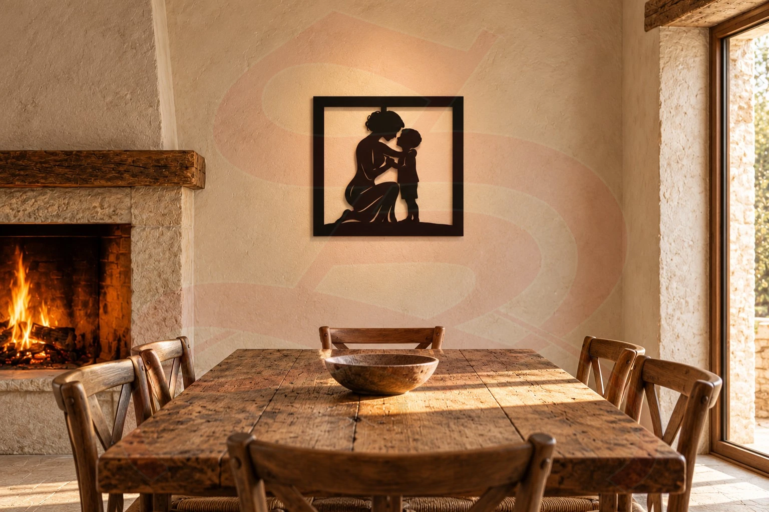 QUADRO MATERNITA' IN METALLO - MAMMA E BAMBINO 40