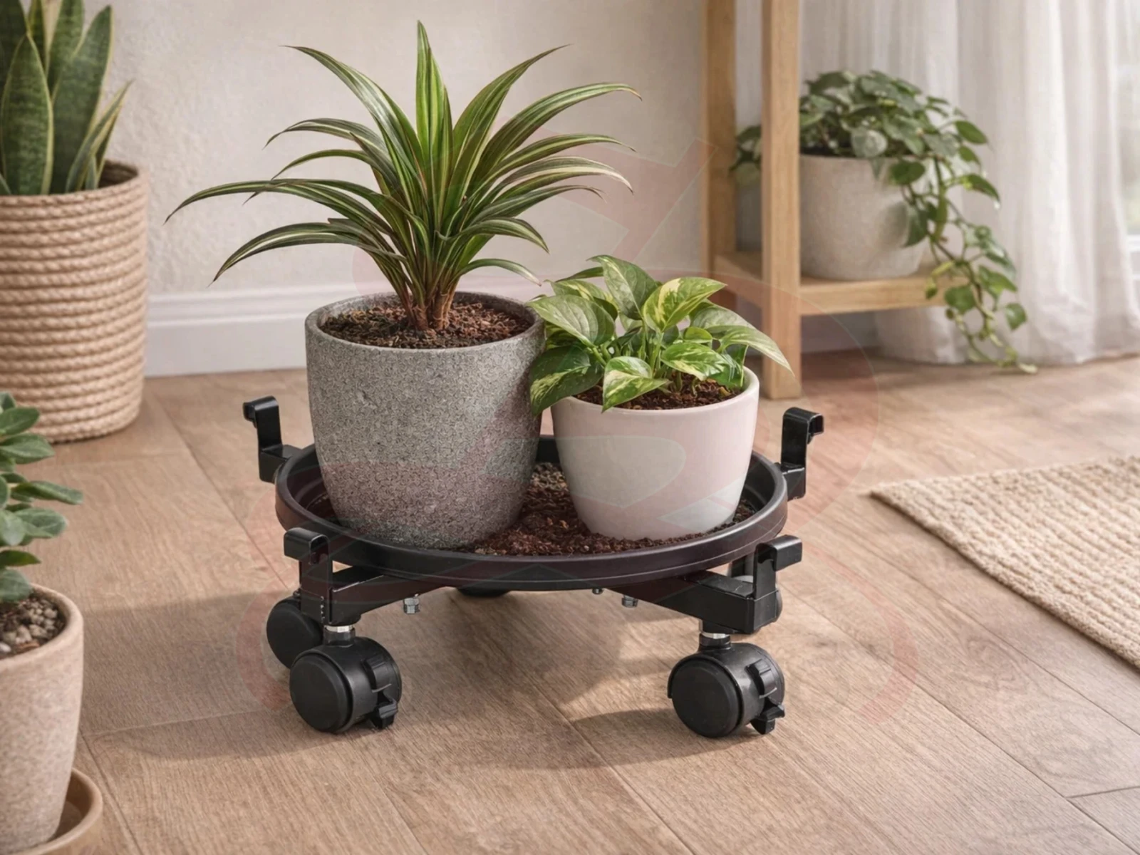 ADJUSTABLE SAUCER WITH ANTI-SCRATCH WHEELS